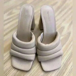 Open Edit‎ Sheena Sandal Chunky Heel Square Toe Taupe Nude Size 8.5